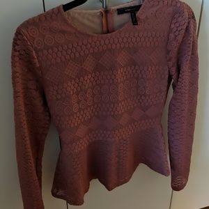 BCBG Mauve Peplum Lace Top